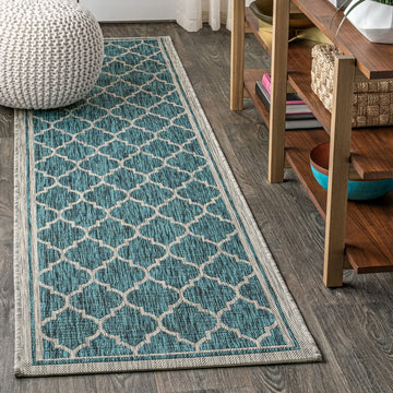 Trebol Moroccan Trellis Textured Weave Indoor/outdoor Runner Rug